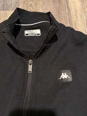 Kappa Black Full-Zip Track Jacket with Logo Patch